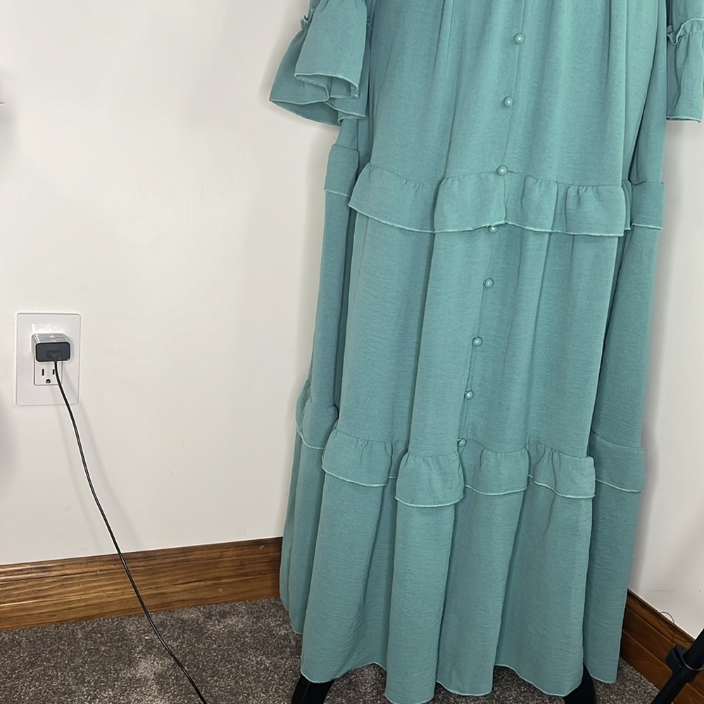 Boho Amegoya Tiered Dress v-neck long sleeve Size S - Picture 6 of 14
